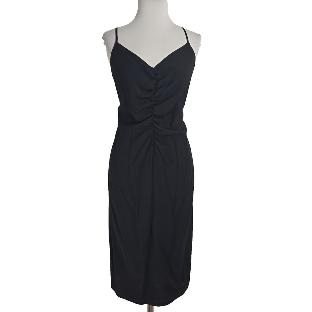 Nine West Black Lightweight‎ Spaghetti Strap Ruched Detail Sundress Size XL